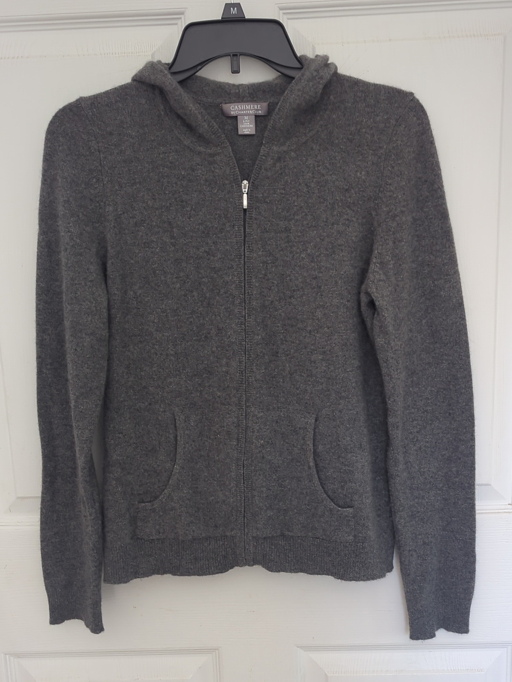Charter Club 2 Oky Cashmere Gray Zipper Hoodie